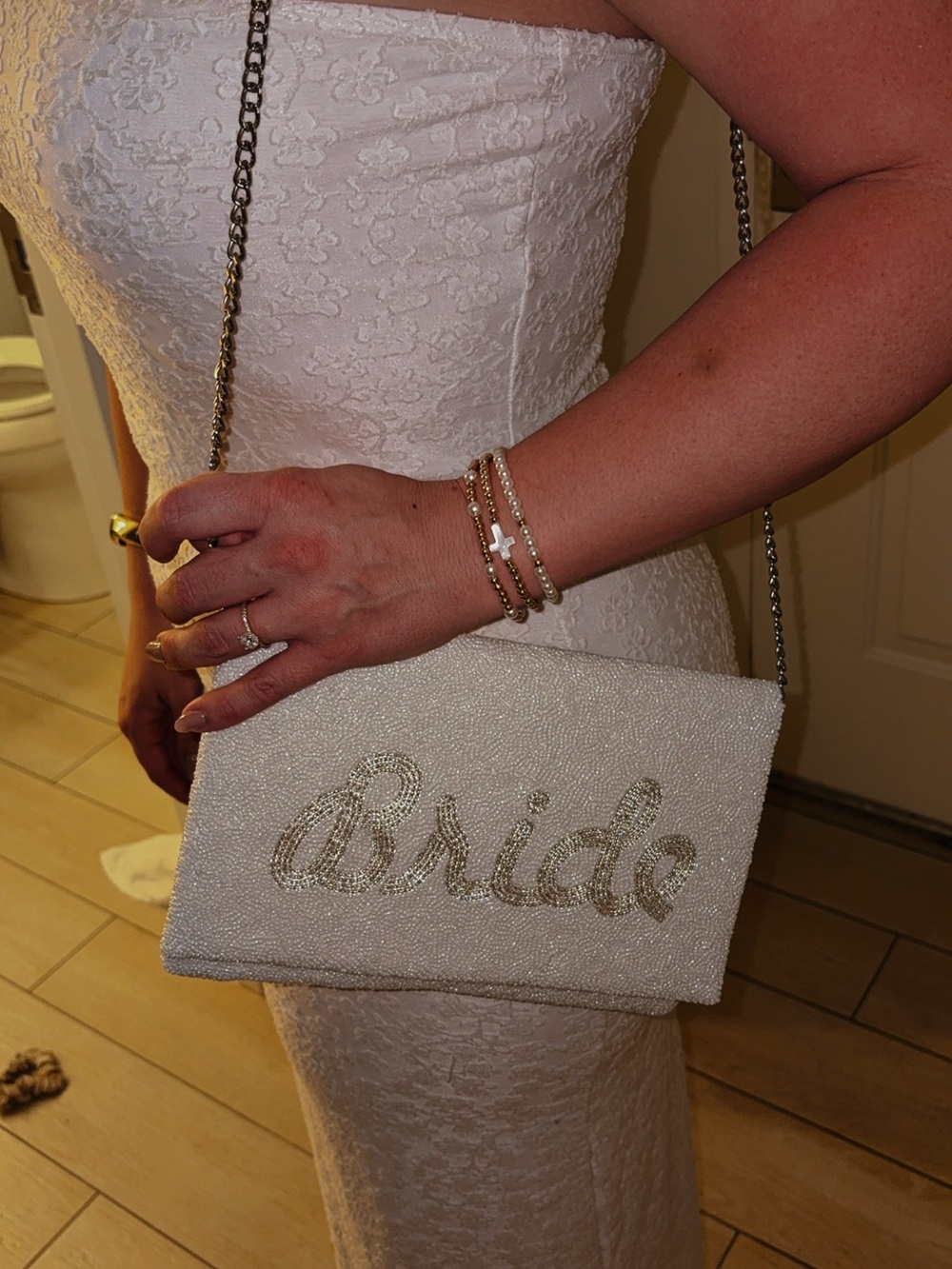 Bride Beaded Crossbody Bag in White